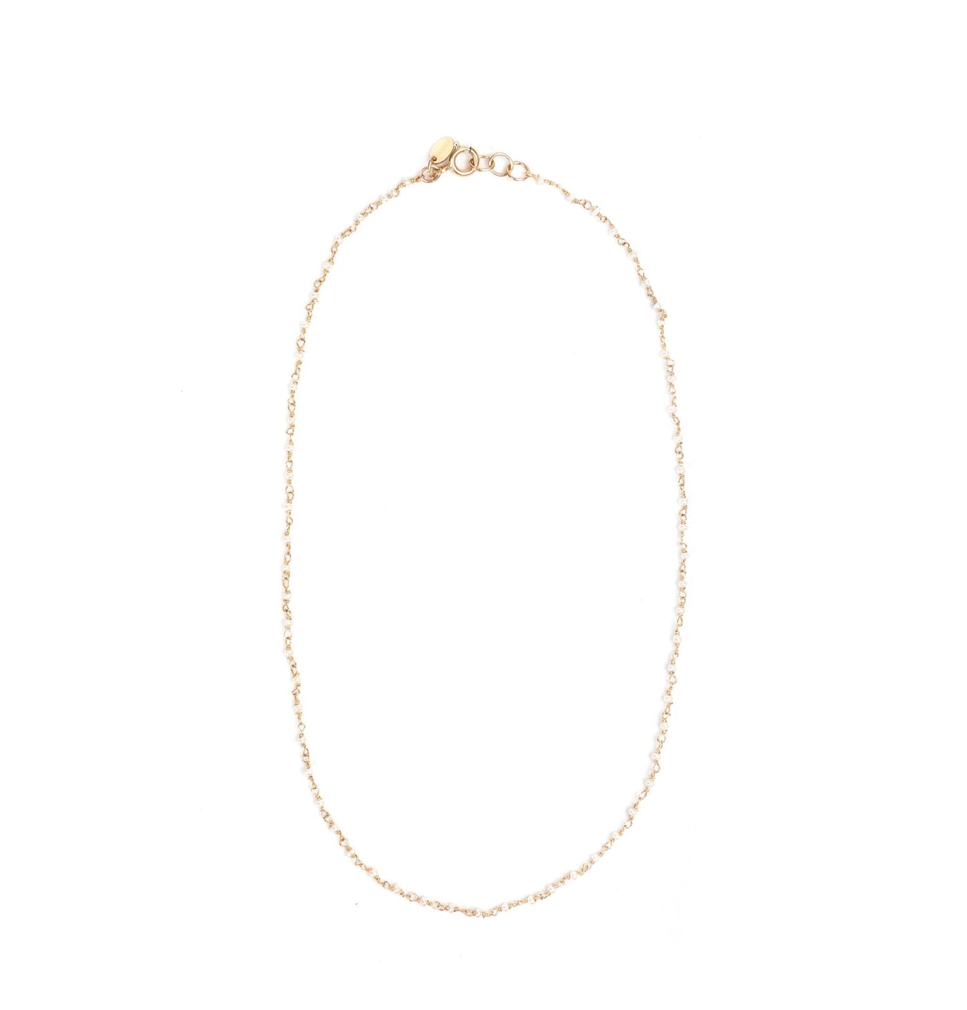 Pearl Necklace #1 (1.5-2mm) - Pearl & Yellow Gold - By Boho Hunter