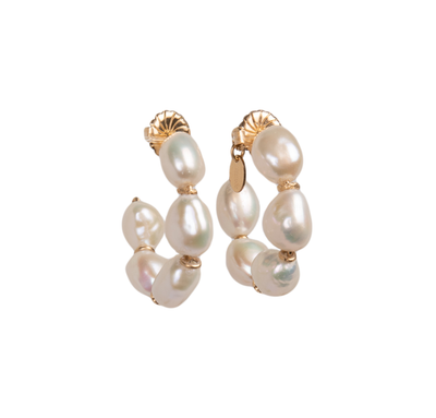 Cubagua Hoop Earrings #1 (30mm) - White Pearl - By Boho Hunter