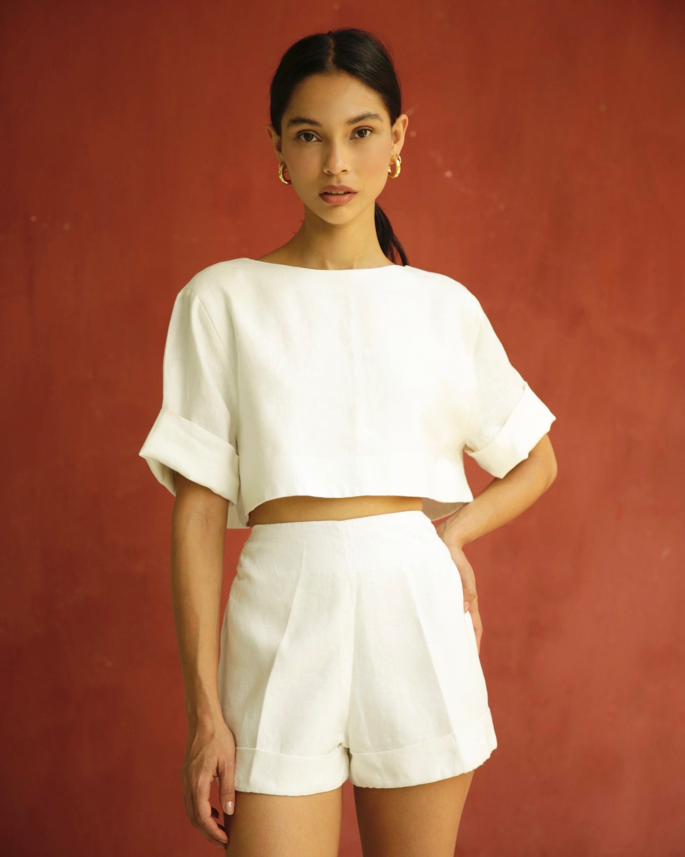 Pearl Linen Top White - By Boho Hunter