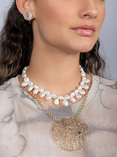 Cubagua Necklace #5 (44cm) - White Pearl - By Boho Hunter
