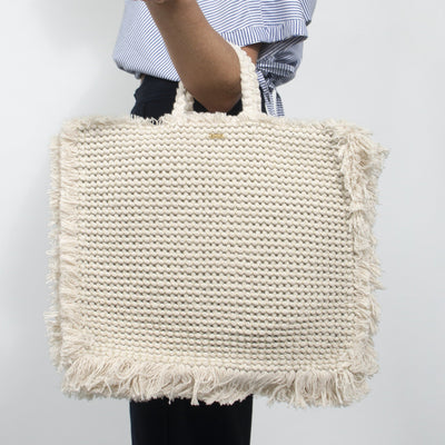 Gossypium Tote Bag - Beige & Gold - By Boho Hunter