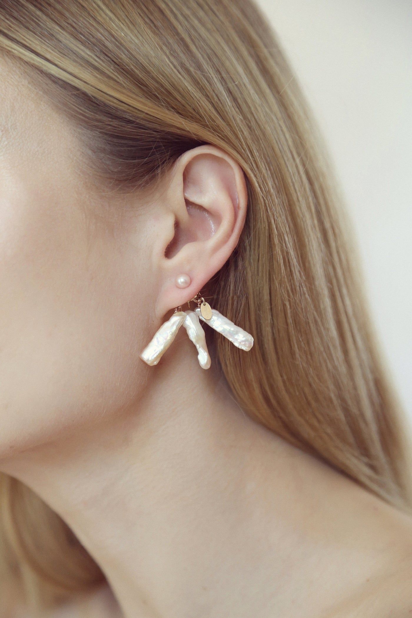 Estela Dangle Earrings (35mm) - Pearl - By Boho Hunter