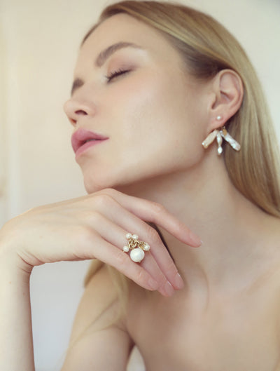 Estela Dangle Earrings (35mm) - Pearl - By Boho Hunter