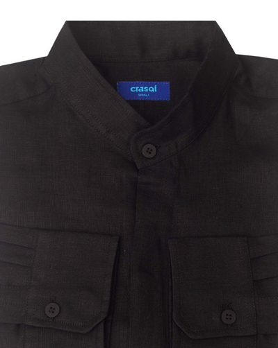 Menorca Linen Shirt - Black/Black - By Boho Hunter