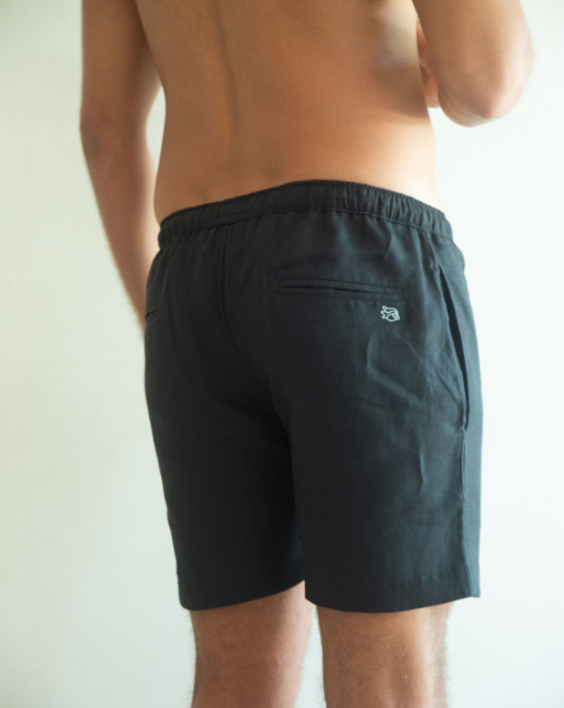 Capri Linen Bermudas - Black - By Boho Hunter