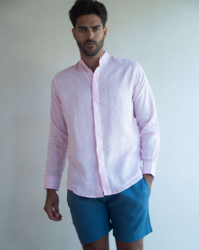 Menorca Linen Shirt - Light Pink/Light Pink - By Boho Hunter