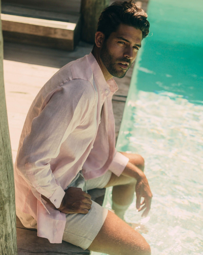 Menorca Linen Shirt - Light Pink/Light Pink - By Boho Hunter