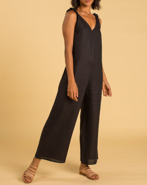 Panarea Linen Jumper - Black - By Boho Hunter