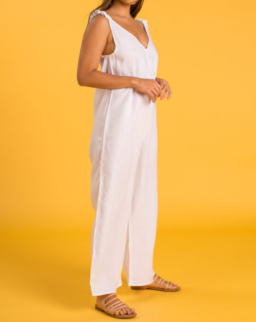 Panarea Linen Jumper - White - By Boho Hunter