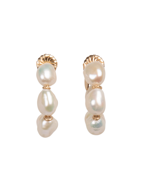 Cubagua Hoop Earrings #1 (30mm) - White Pearl - By Boho Hunter